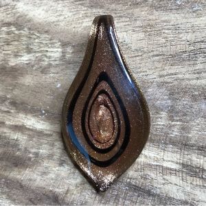 Teardrop Fused Glass Bronze and Black Glass Slide-Very pretty in person